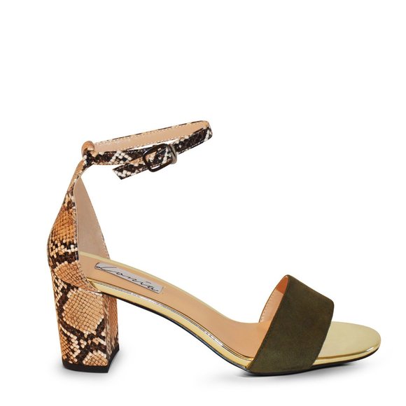 Chie Vegan Snakeskin Print Large Size 10+ Sandals - Picture 1 of 3